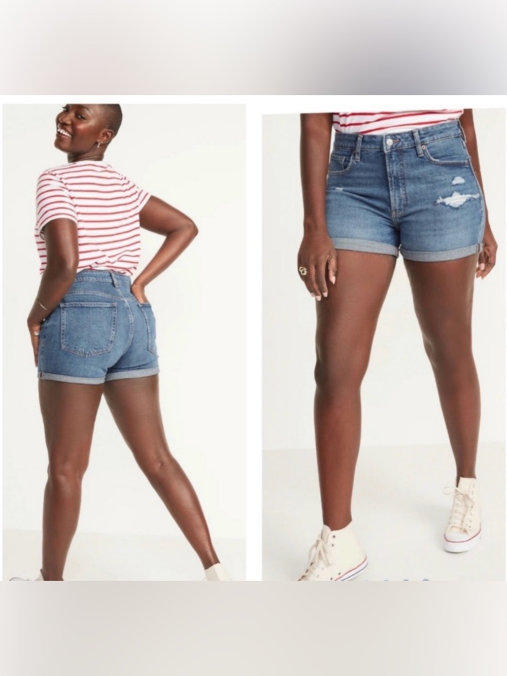 Old Navy OG High Rise Jean Shorts Size 10 Distressed Denim Cuffed Summer